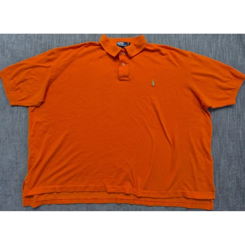 Polo Ralph Lauren mens orange polo shirt Big 3X pullover green pony logo Cotton